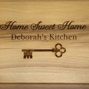 Key To Our Home Personalized Hardwood Cutting Board- 12x17 - name DEBORAH